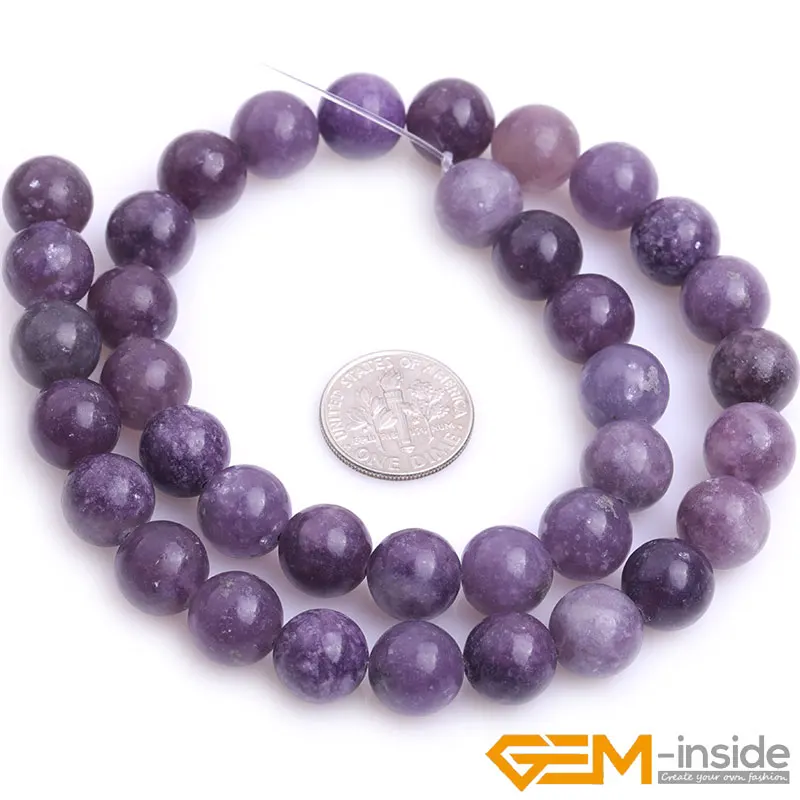 Natural Round Purple lepidolite Beads: 4-12mm Natural Stone Beads DIY loose Bead For jewelry Making Strand 15\