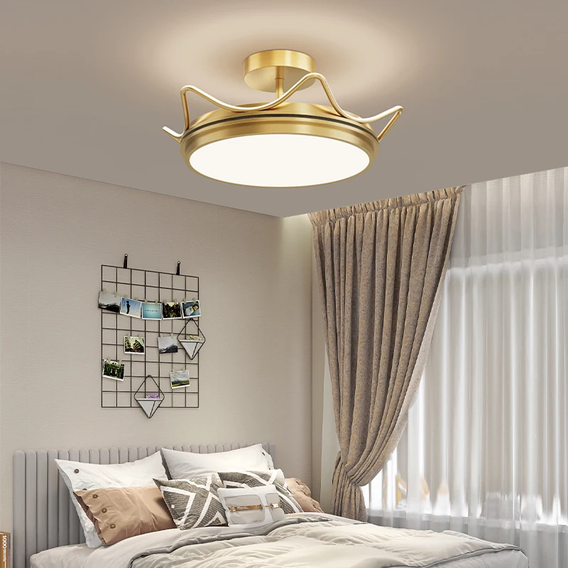 European Style Luxury Pink/Gold Pendant Light Led Imperial Crown Children Room Circular Ring For Bedroom Dining Room Chandelier