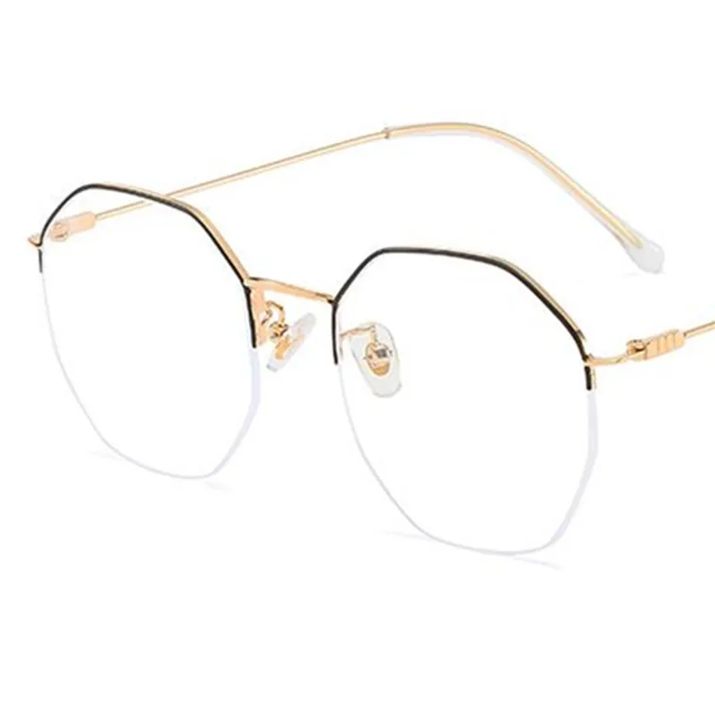 

NEW Anti-Blue Eyeglasses Women & Men Semi-Rimles Optical Eyewear Unisex Oversize Frame Spectacles Personality Polygon Eyewear