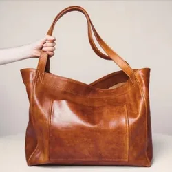 Borsa a tracolla portatile in morbida pelle PU retrò borsa da donna di grande capacità nuova borsa a tracolla Tote Bag