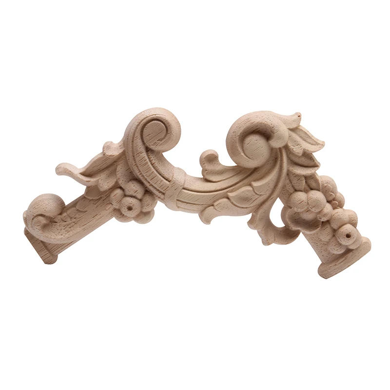 Wood Figurines Onlay Wood Decal Wood Applique Carved Retro Antique Large Long Floral Rubber Wood Window Cabinet Home Furniture