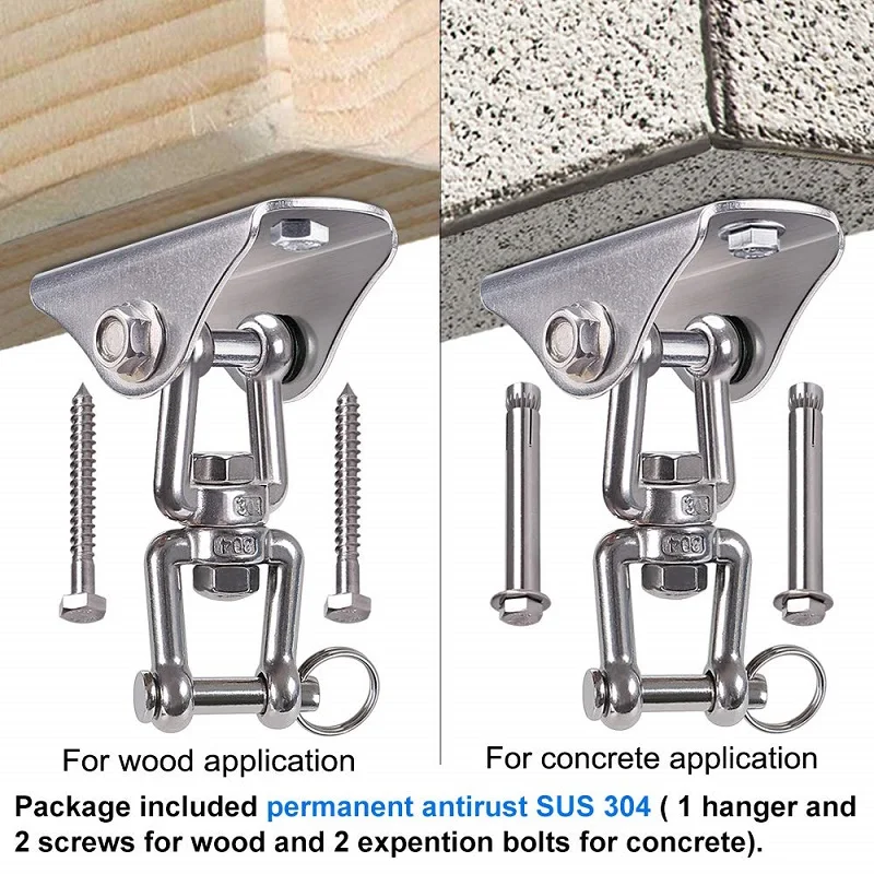 Suspension Bracket Hammock Mount Rotating Heavy Duty Hanger Buckles Hook for Yoga Hammock Hanging Chair Sandbag Swing