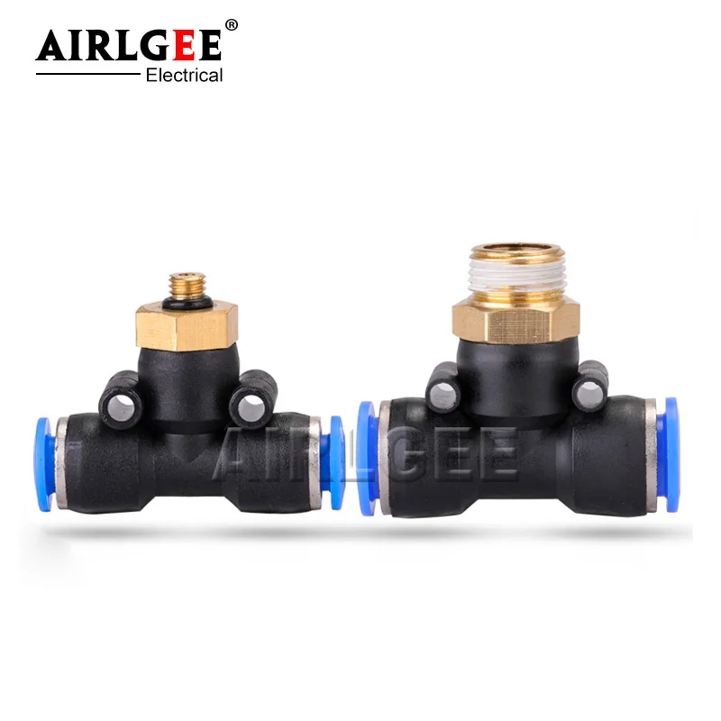 1Pcs PB4/6/8/10/12 Pneumatic Tube Quick Connector Push Pipe Plastic Air Hose One Touch T Shape Fitting PT1/8