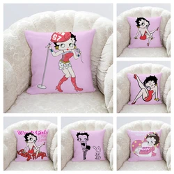 Cute cartoon girl cute ins pillow cover living room sofa cushion square pillow cover 45x45 pink throw pillow  home decore