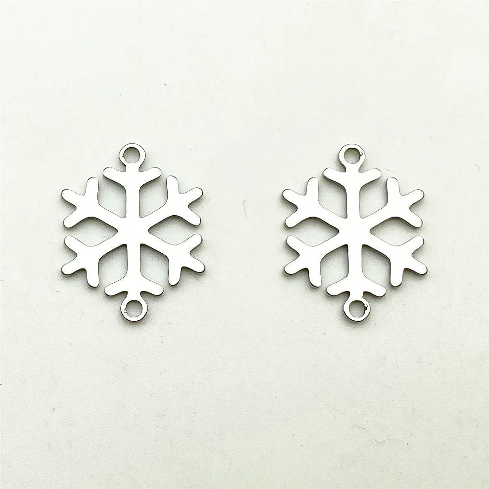 Classic Winter Snowflakes Charm Flat Snow Pendant Metal Steel 10pcs/lot Christmas Tree Pendant Charm Diy  Making