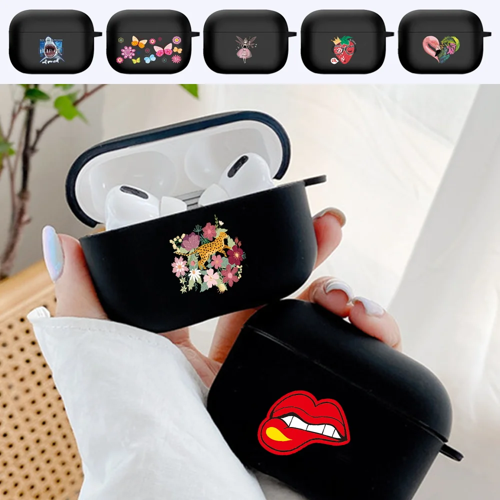 

Print Case for Apple Airpods Pro Cover Various Cute Patterns Soft Black Case for Airpod Earphone Case for Airpods Pro3