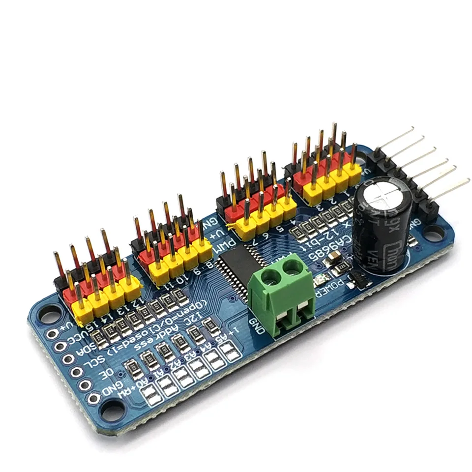 1 pces pca9685 16 canais 12-bit pwm servo motor driver i2c módulo robô