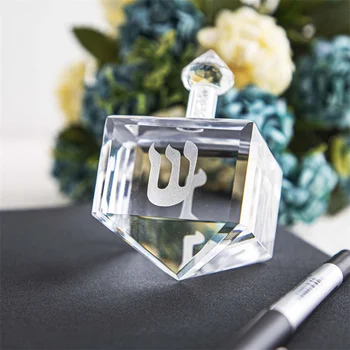 H & D 기념품 크리스탈 드레델 종이무게, 히브리어 문자 유리 피규어, 수집품 하누카 선물, 홈 테이블 장식 