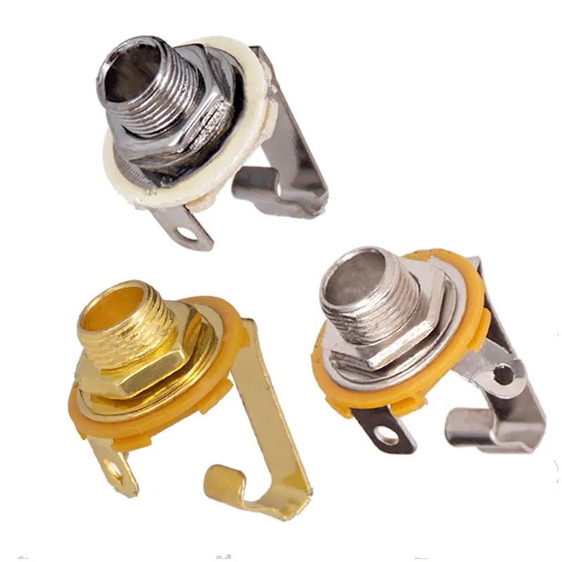 

3Pcs 1/4" Guitar Pickup Mono Output Input Jack Plug Socket 6.35mm For Bass Electric Guitar Accessories Parts