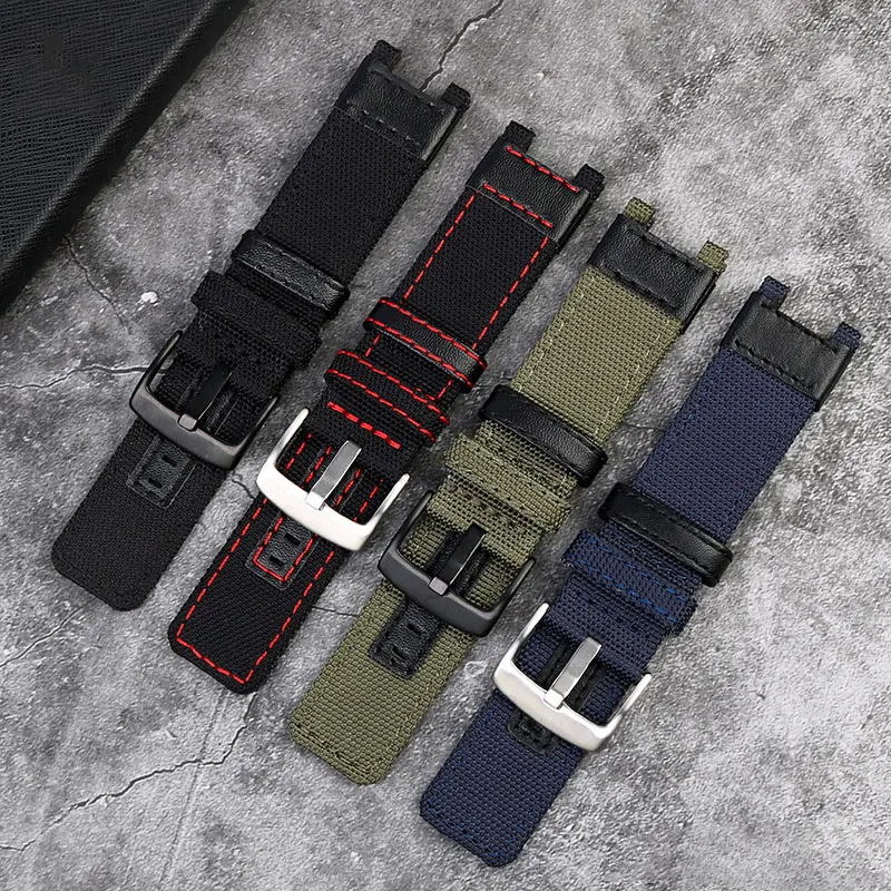 Notched canvas watch strap for  G-Shock watchband mtg-b1000 series modified outdoor nylon canvas wristband accessories 24mm belt