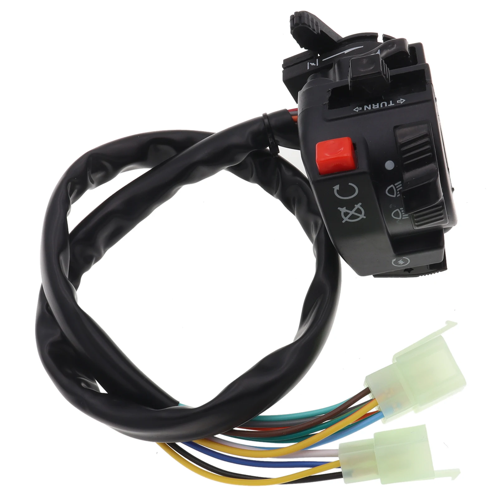 Motorcycle Light Hi-Lo Beam Kill Electric Start Turn Horn 5-Function Switch with Choke Lever for ATV Quad 4 Wheeler