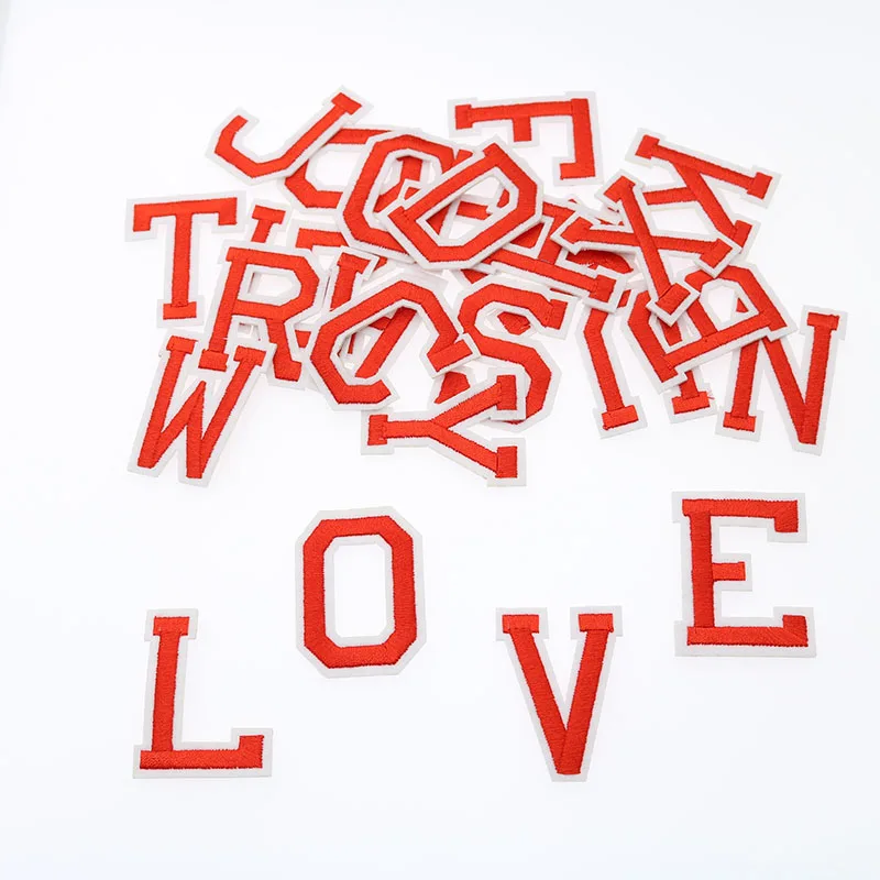 1pc English Letters Big Red 26 Mixed Embroidery Patch DIY Decorative Clothing Applique Delicate Embroidery Letter Stickers