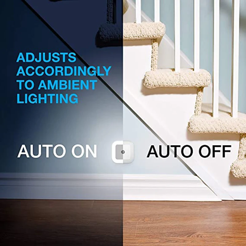 Cool White Plug-in LED Night Light, Dusk to Dawn Smart Sensor Lights Suitable for Bedroom,Kitchen,Toilet,Stairs,Hallway