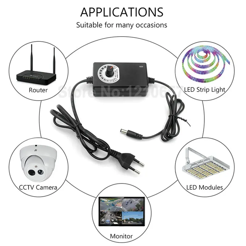 Adjustable Power Adapter Supply AC 100V/220V To DC 3V 12V Switching Lighting Transformer 2A LED Strip US Plug Power Adaptor