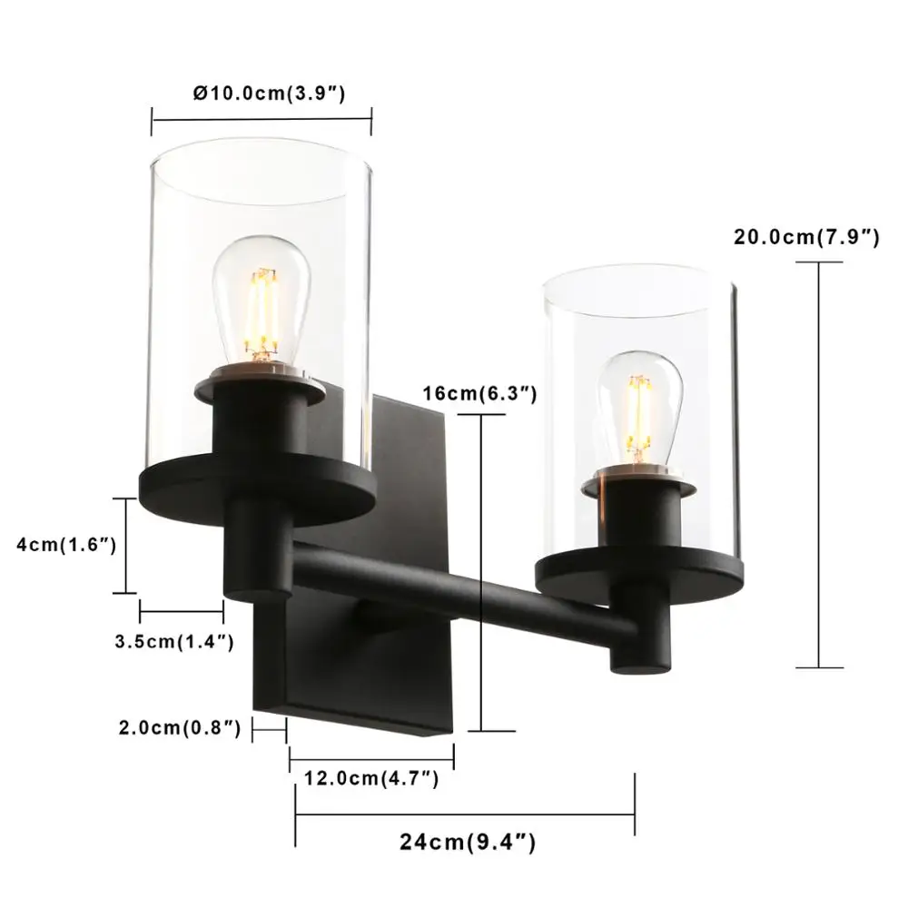 Imagem -03 - Permo-luz Industrial para Parede Luminária de Vidro Transparente para Pendurar na Parede Banheiro e Quarto Tamanhos