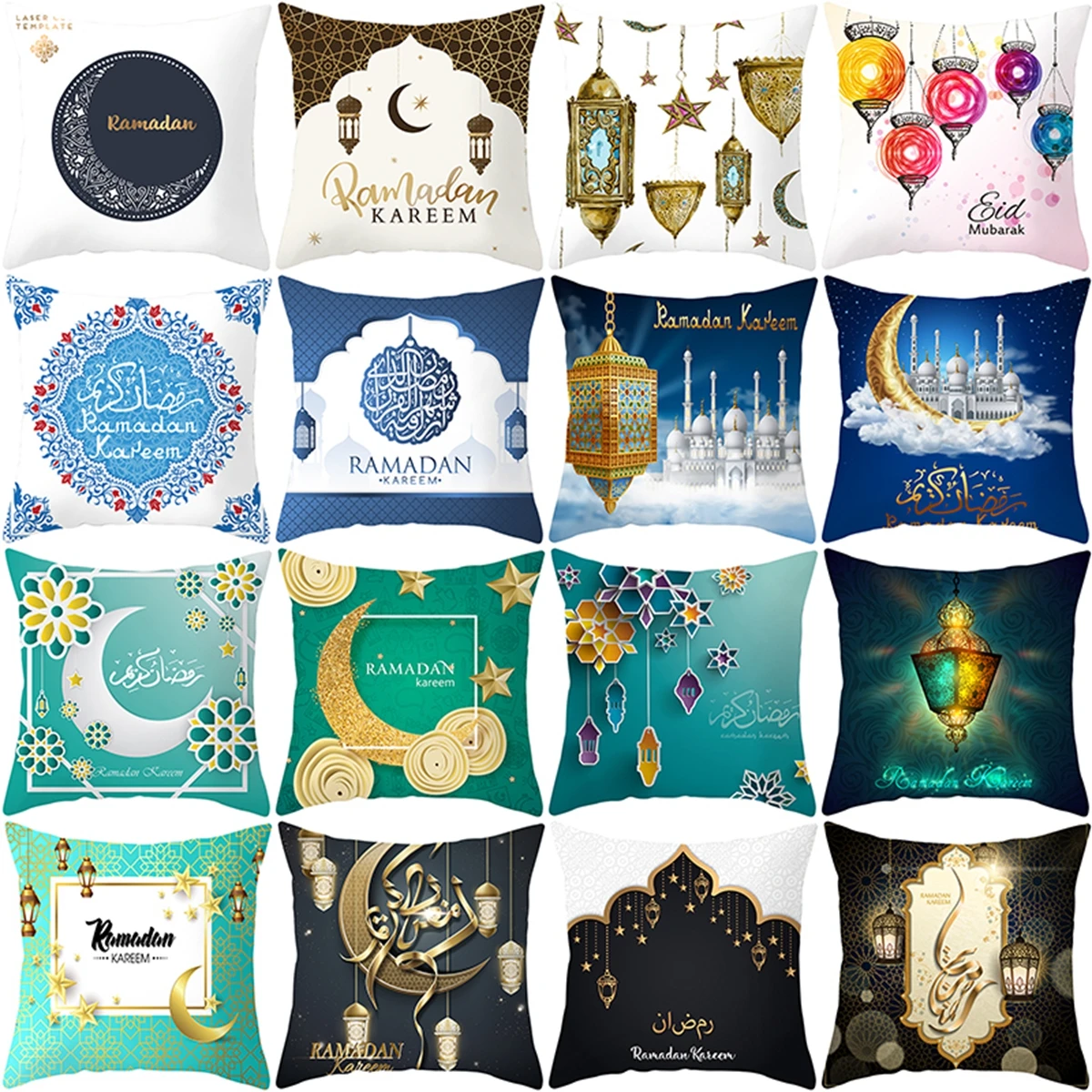 Islamic Eid Mubarak Decor For Home Cushion Cover Muslim Decorative Pillowcase RAMADAN MUBARAK Muslim Ramadan Decor Eid Decor