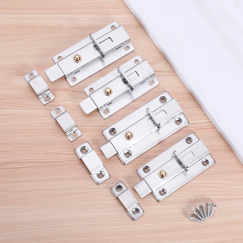 Stainless Steel Door Latch Barrel Bolt Latch Hasp Stapler Gate Lock Safety Easy To Install for bathroom washroom