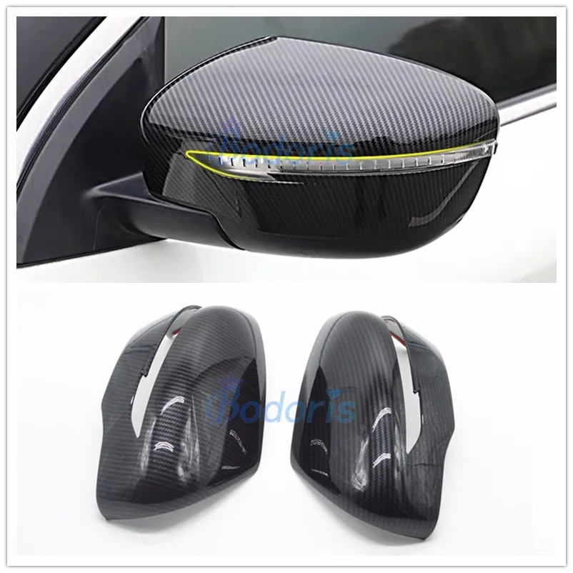 Side Door Mirror Cover For Nissan Juke 2014-2018 Carbon Fiber Color Rear View Overlay Car Styling Accessories