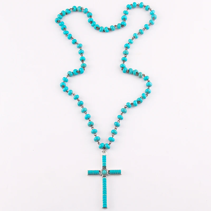 RH Fashion Bohemian Jewelry Accessory Link Beads With Cross Dorp Necklaces For Women Gift