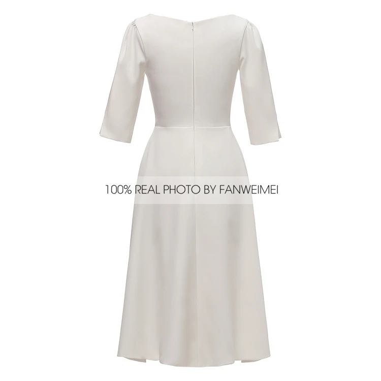 Vestido de dama de honor de satén suave y Simple, vestido de novia blanco de satén con cremallera en la espalda, fiesta de boda de estilo coreano, formal, largo hasta el té