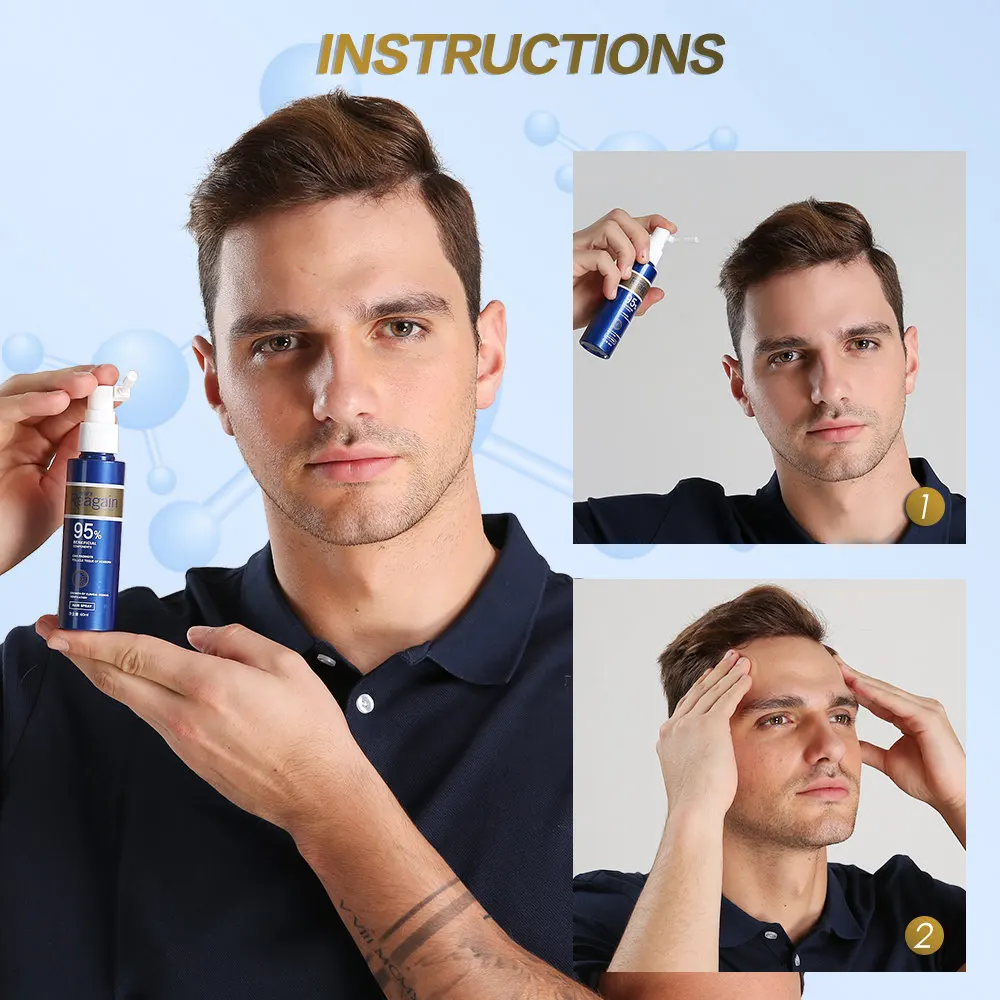Hair Rapid Growth Spray for Men\'s Body and Chest and Eyebrows and Beard Thick Hair Treatment Loss Product 60ml and 20ml