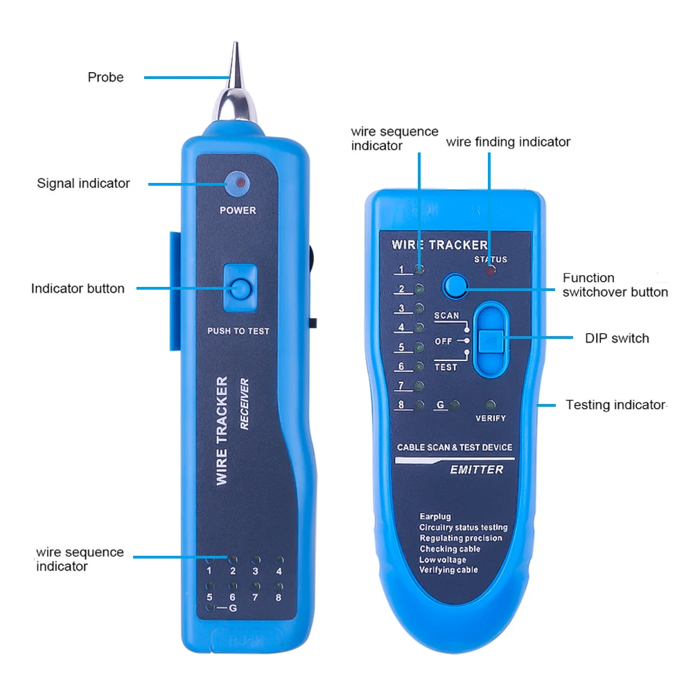 Lan Network Cable Tester Detector Tracer Toner Ethernet LAN Line-Finder Tool For RJ11 RJ45 Cat5 Cat6 Telephone Wire Tracker