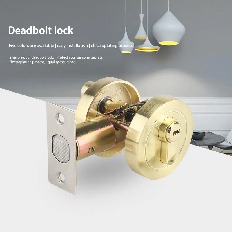 

ZFOND Round Handle Atresia Zinc Alloy Door Knobs Invisible Locks Entrance Interior Passage Locks Deadbolt Locks Firedoor Locks