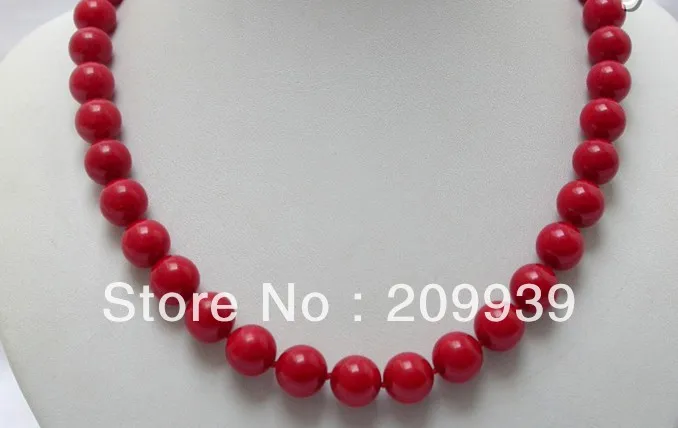 

0067 stunning big 11mm round red crude coral necklace discount 40%