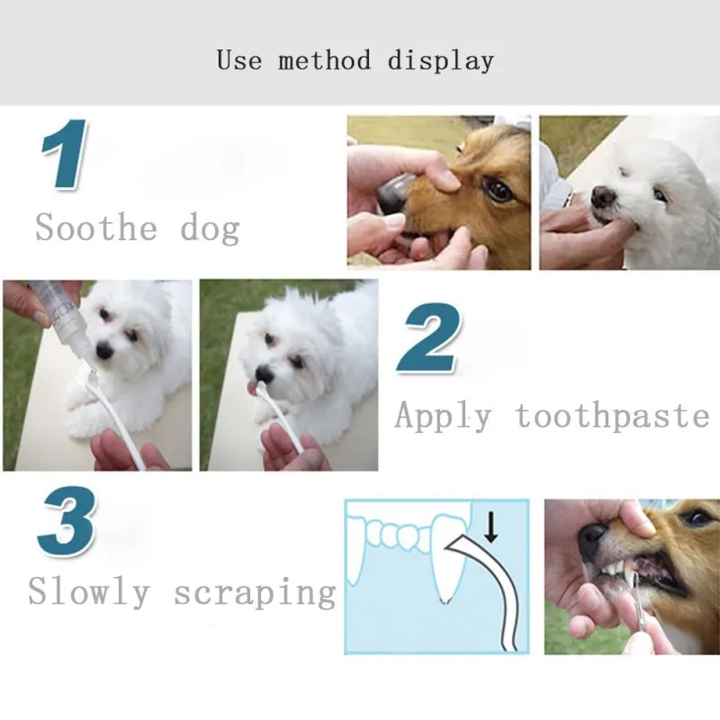 Pet Dog Cat Tartar Calculus Cleaning Special Tool Stainless Steel Double Head ToothBrush Bad Breath Teeth Care For Pet Supplies