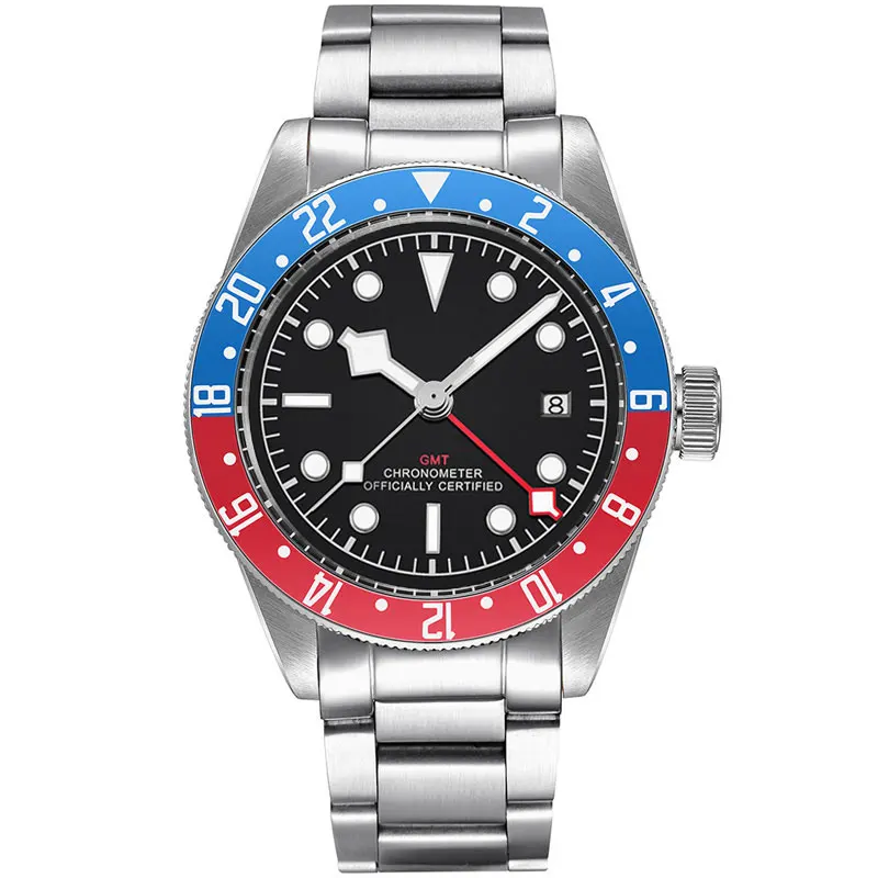 Imagem -05 - Nadar Corgeut Luxo Marca Relógios Masculinos Luminosa Schwarz Bay Gmt Automático Militar Esporte Data Relógio de Pulso Mecânico 10atm