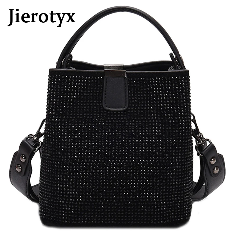 JIEEOTYX Diamonds Women Bucket Bag Famous Brand Designer Female Handbags Quality Pu Leather Shoulder Bags Lady Small Crossbody