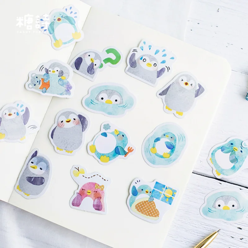 45pcs/box Kawaii Little Penguin Stickers Self-adhesive Decorative Stationery Stickers Scrapbooking Diy Diary Album Stick Label