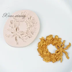 DIY Flowers Fondant Cake Decorating Tools Wreath Cupcake Chocolate Wedding Cake Border Silicone Molds Kitchen Baking Moulds