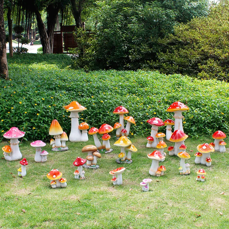 Outdoor Simulation Mushroom Resin Ornaments Garden Courtyard Park Figurines Decoration Balcony Lawn Villa Furnishing Accessories