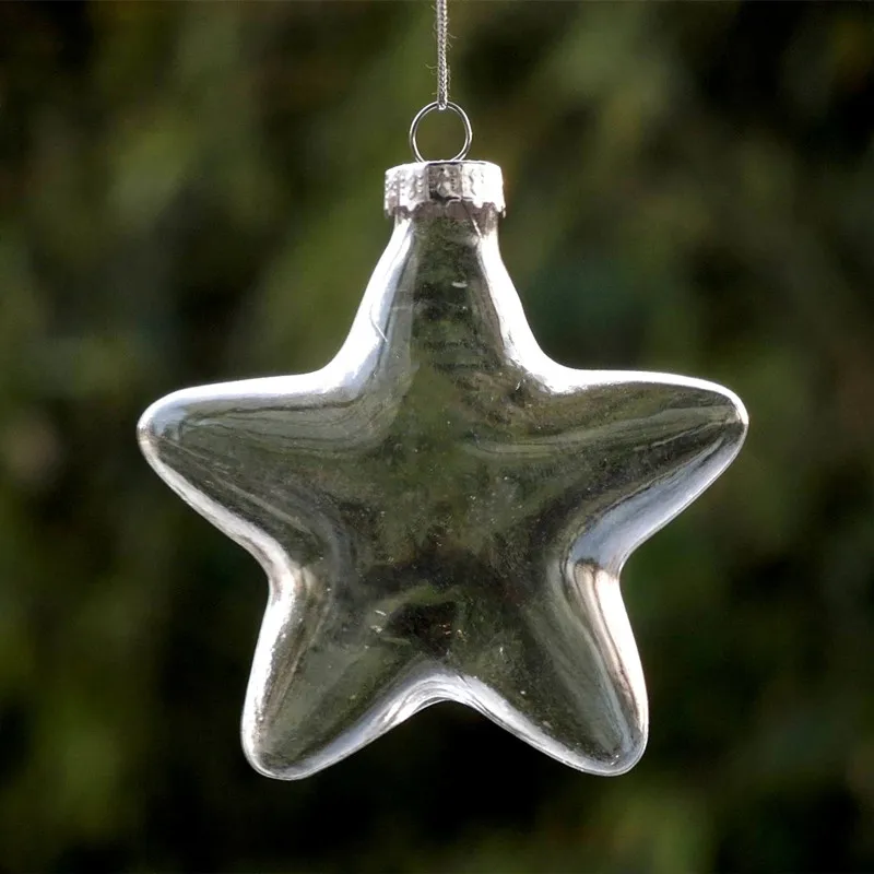 12pcs/pack 10*8cm Star Shaped Glass Pendant Home Decoration Handmade Transparent Hanger Christmas Day