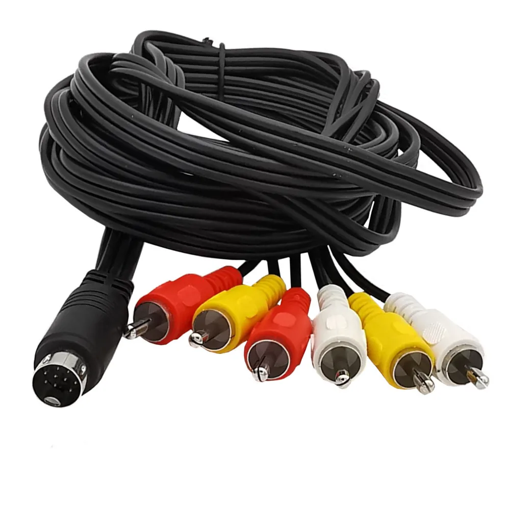 Mini Cable DIN de 9 pines macho a 6RCA para Audio y vídeo, dispositivo para televisores, pantallas, receptores de Audio y vídeo, equipo de monitoreo y más, 1,8