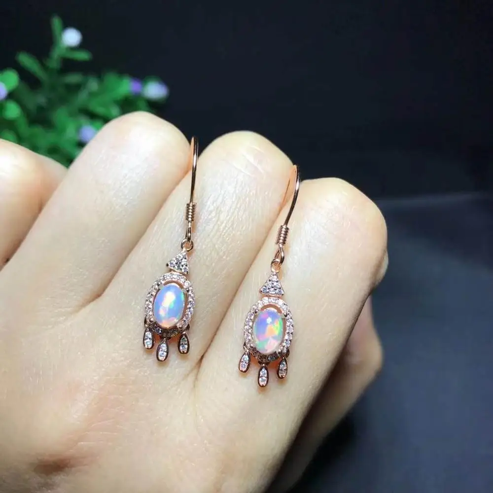 

Natural Real OPal Earrings, 925 Sterling Silver Fine Elegant Jewelry for Women Earring