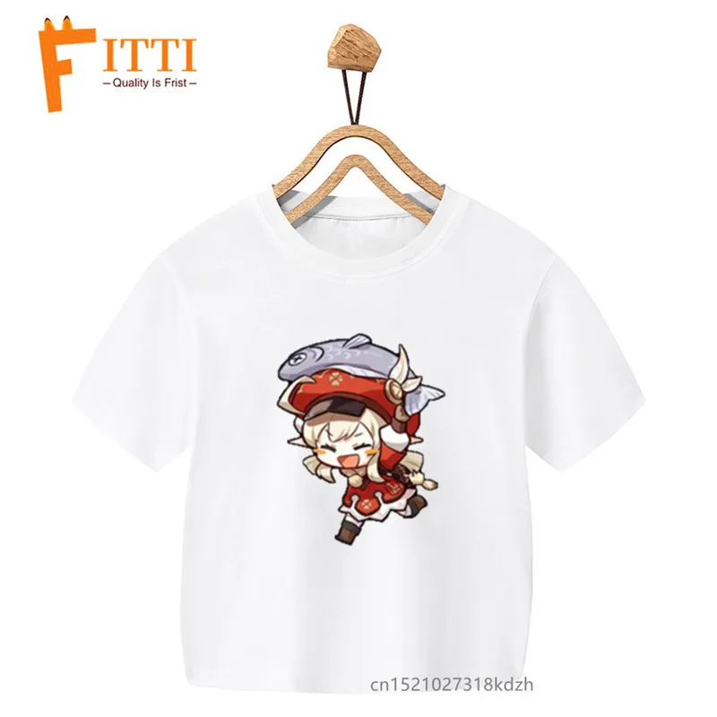 Klee Genshin Impact Print Boys/Girls White T-shirt Kid Summer Harajuku Kawaii Funny Clothes Little Baby Y2K Clothes,Drop Ship