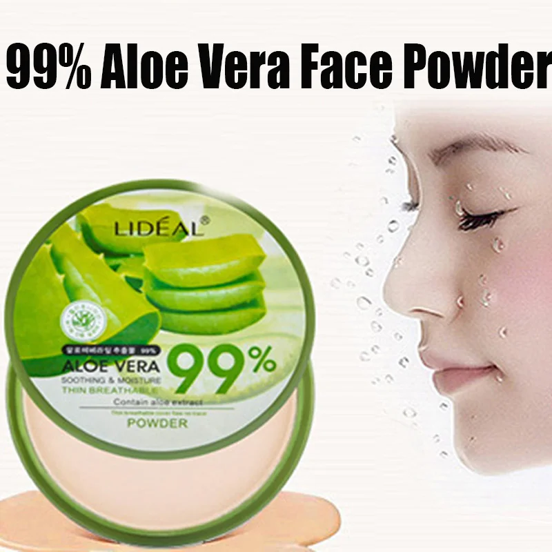 99% Aloe Vera Face Powder Smoothing Pressed Powder Waterproof Breathable Moisturizing Makeup Concealer Brighten Foundation