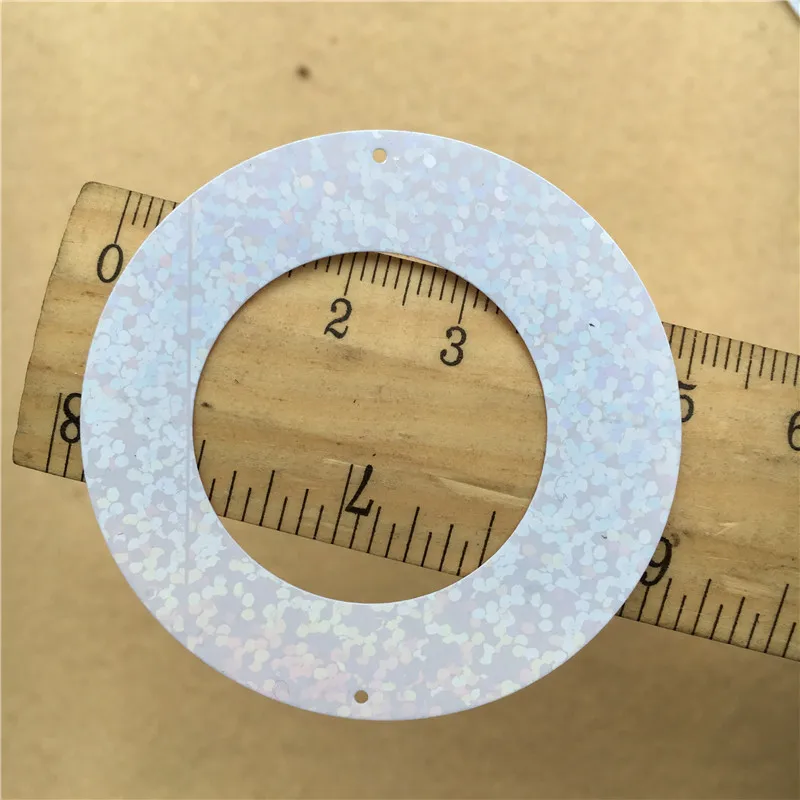 50Pcs/Pack Laser White Large Sequins 3-5cm Round Ring Heart PVC Paillettes Sewing DIY Craft  Material Lentejuelas Accessories