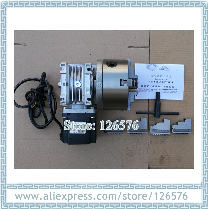 CNC Machine Rotary axis 4:1 20:1 3 JAW 4 Jaw CHUCK 80mm with NEMA23 57 Stepper motor