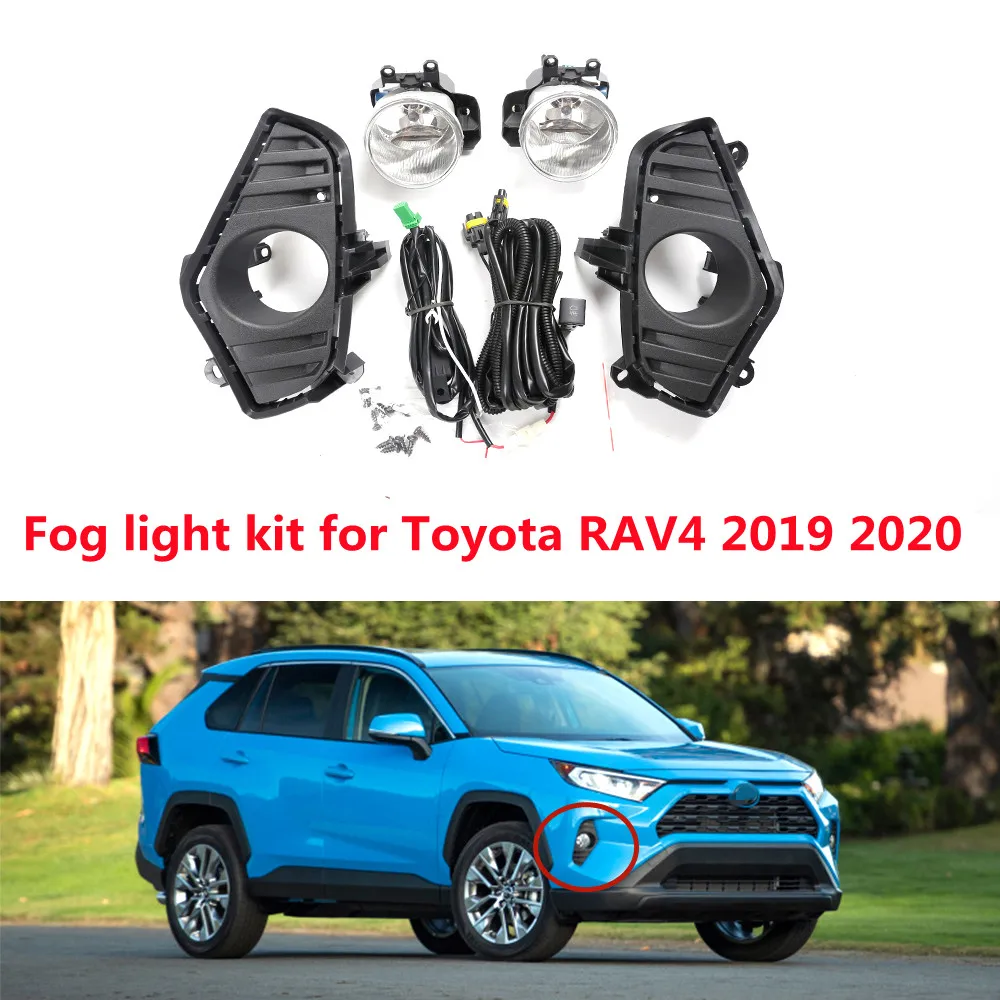 

LED Fog Light Kits For Toyota RAV4 2019 2020 Front Bumper Halogen Fog Lamp Assembly Cover Wiring Switch Auto LED Lighting Kits