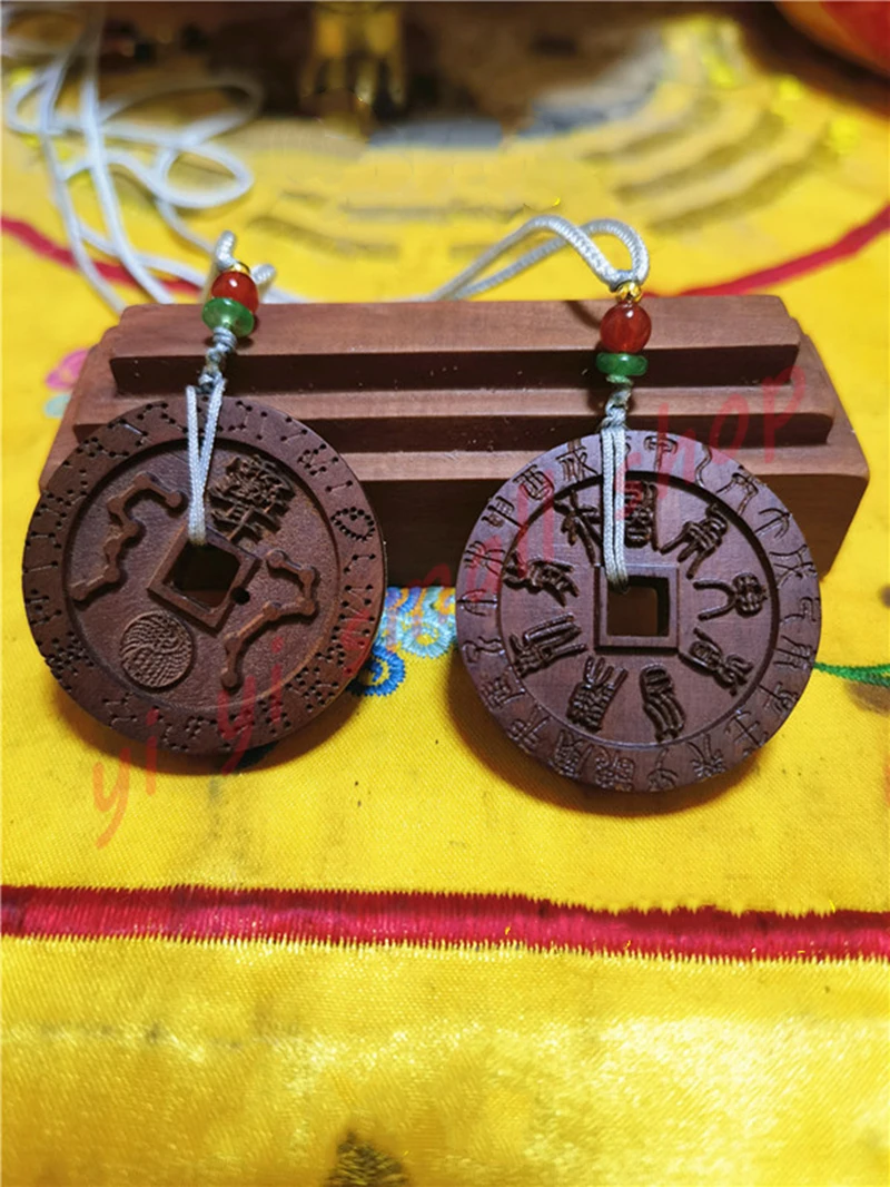 Lightning strike, jujube wood pendant, nine character mantra, soldiers are all available Two-part set