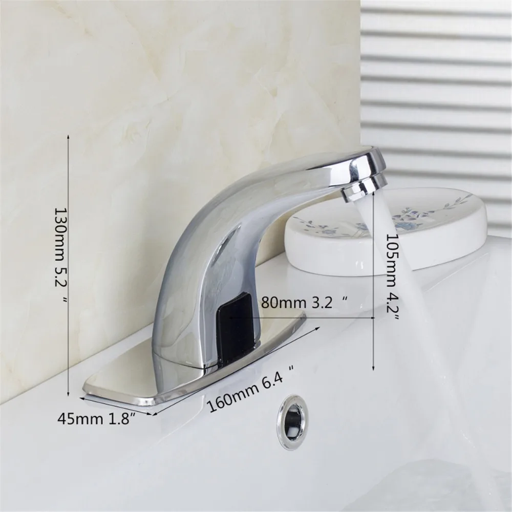 ZAPPO Bathroom Sink Tap Automatic Electronic Mixer Sensor Tap Deck Mounted Faucets Automatic Faucet Hand Touch Free Sensor Tap