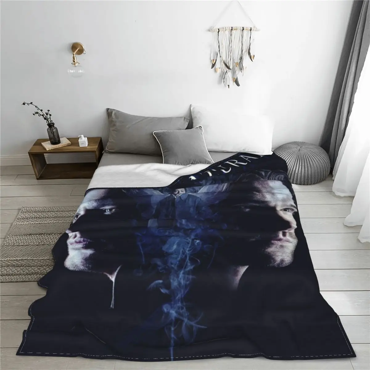 Supernatural Movie Sam Dean Blanket Cover Angel Wings Mystery Flannel Throw Blankets Bed Sofa Decoration Soft Warm Bedspread