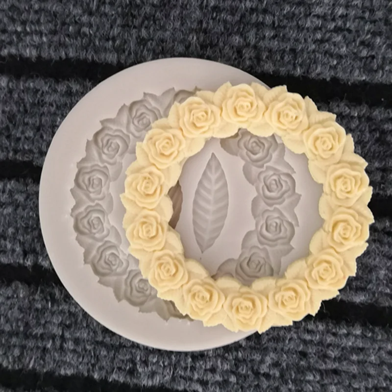 Rosette Leaves Silicone Mold Resin Cake Diy Chocolate Picture Frame Sugar Baking Moulds Molding Decoration Tools