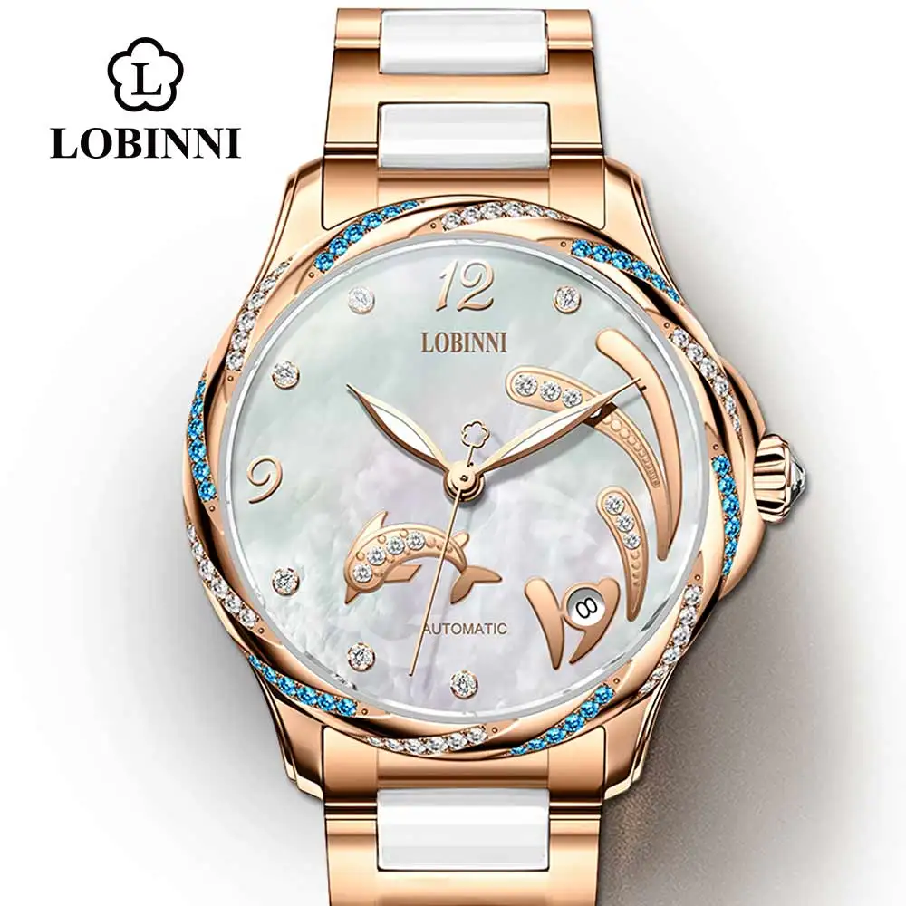 

Lobinni Original Design Women Mechanical Watch Fashion Leather Ladies Wristwatch Waterproof relojes para mujer Automatic Watches