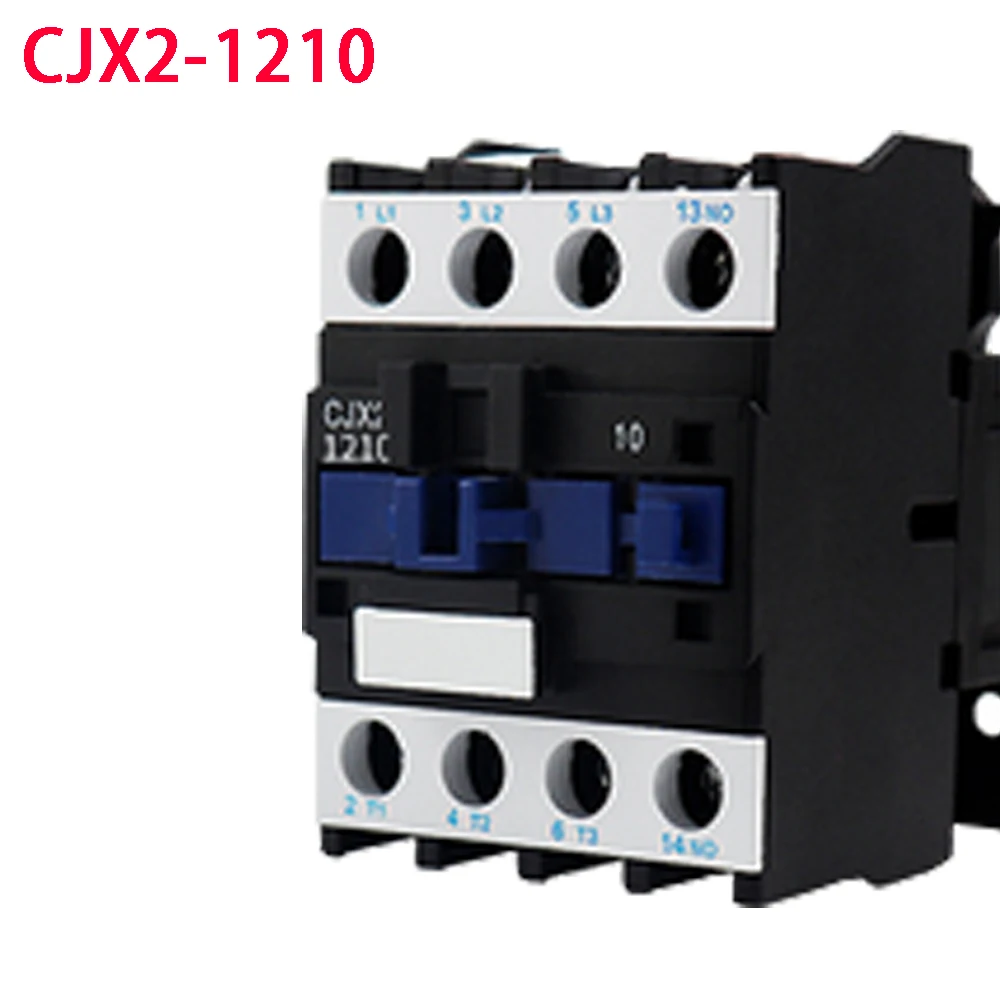 3 Phase Motor Magnetic Contactor Relay 12A 3P 3 Pole 1NO AC 24V 110V 220 Volts 380V Coil CJX2-1210 35mm Din Rail Mounting