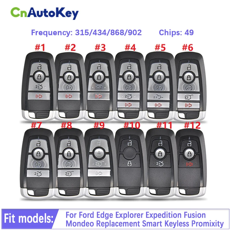 Para Ford Edge Explorer Expedition Fusion Mondeo reemplazo llave remota inteligente sin llave 315/433,92/434,2/868/902MHZ CN 018109