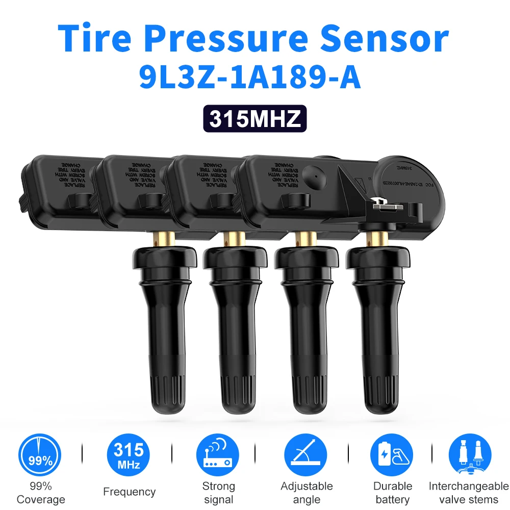 Tire Pressure Sensor 315MHz TPMS 4PCS Replacement for Ford F250 F350 F450 Focus 9L3Z-1A189-A Tire Pressure Monitoring Sensor